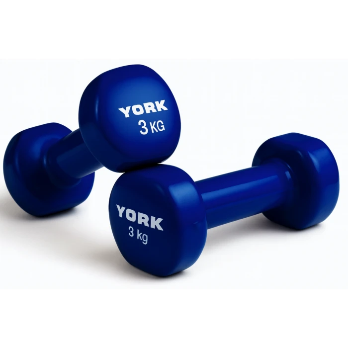 Гантелі для фітнесу вінілові круглі York Fitness 2х3кг синій