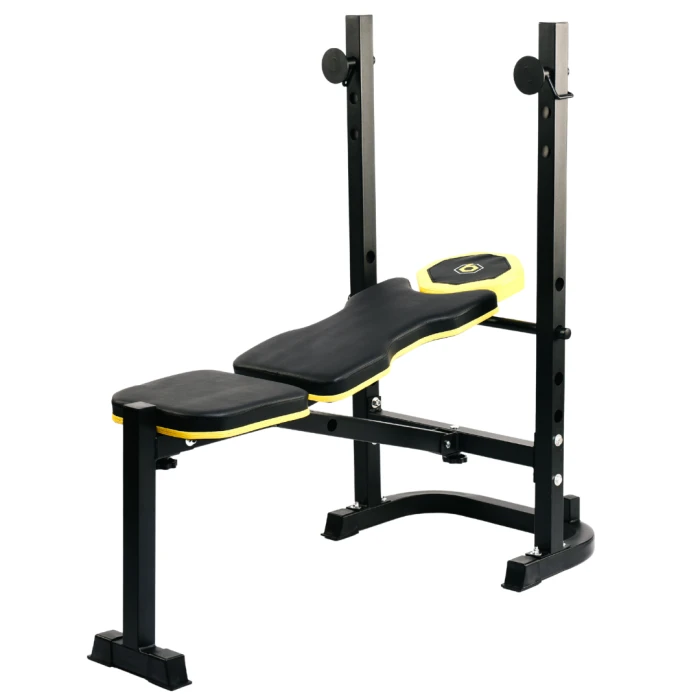 Тренировочная скамейка Besport WB-003 горизонтальная для жима со стойкой под штангу.