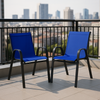 Комплект садовых стульев Costway Patio с подлокотниками синий