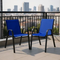 Комплект садовых стульев Costway Patio с подлокотниками синий