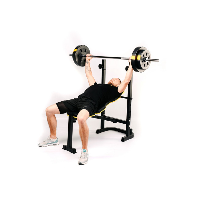 Тренувальна лавка Besport WB-003 горизонтальна для жиму зі стійкою під штангу