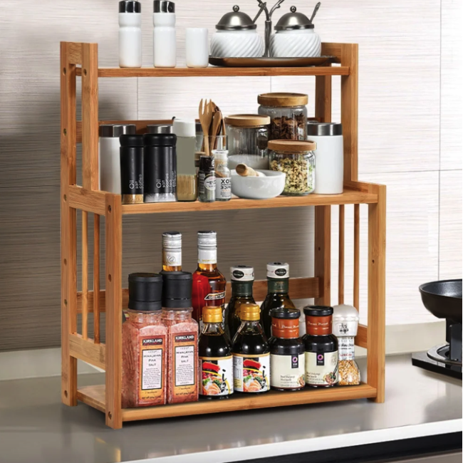 Полка-органайзер Costway Bamboo кухонная стойка бамбук 3 полки