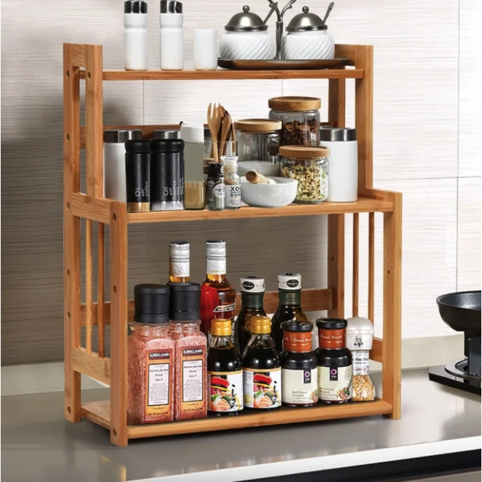 Полка-органайзер Costway Bamboo кухонная стойка бамбук 3 полки