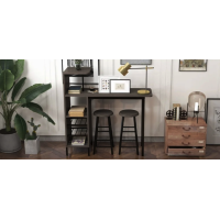 Барный стол со стульями Costway Bistro с держателем винных бокалов коричневый