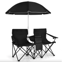 Комплект розкладних стільців Costway Parma з парасолькою чорний