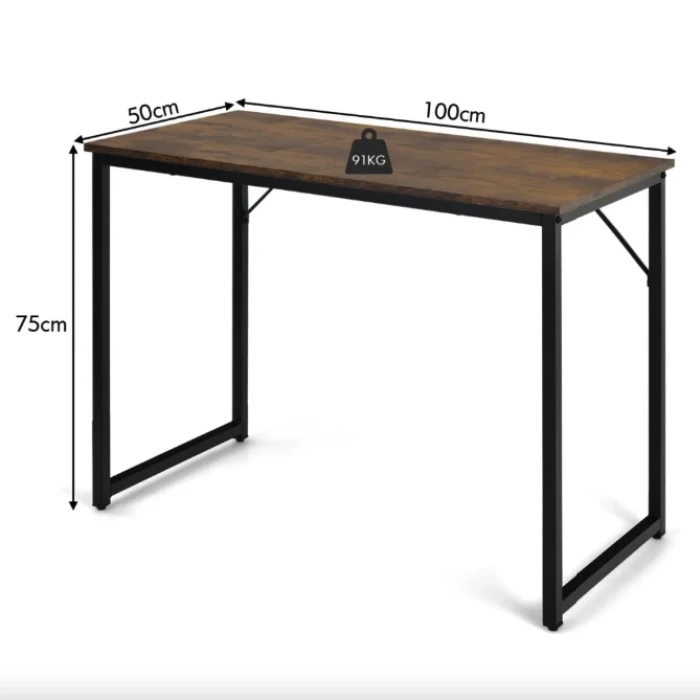 Письменный стол Costway Homart со стальным каркасом коричневый