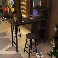 Барний стіл з стільцями Costway Bistro з тримачем винних келихів коричневий