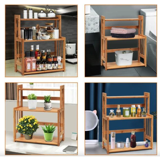 Полка-органайзер Costway Bamboo кухонная стойка бамбук 3 полки