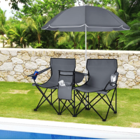 Комплект раскладных стульев Costway Parma с зонтиком серый