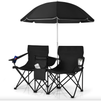 Комплект розкладних стільців Costway Parma з парасолькою чорний