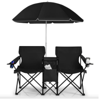 Комплект розкладних стільців Costway Parma з парасолькою чорний