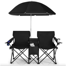 Комплект розкладних стільців Costway Parma з парасолькою чорний