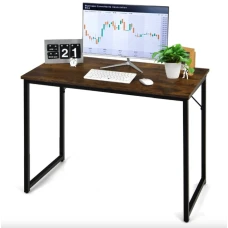 Письменный стол Costway Homart со стальным каркасом коричневый