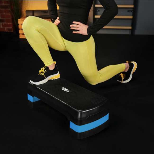 Степ платформа Trex Sport TX-030AS 3 уровня черно-голубая