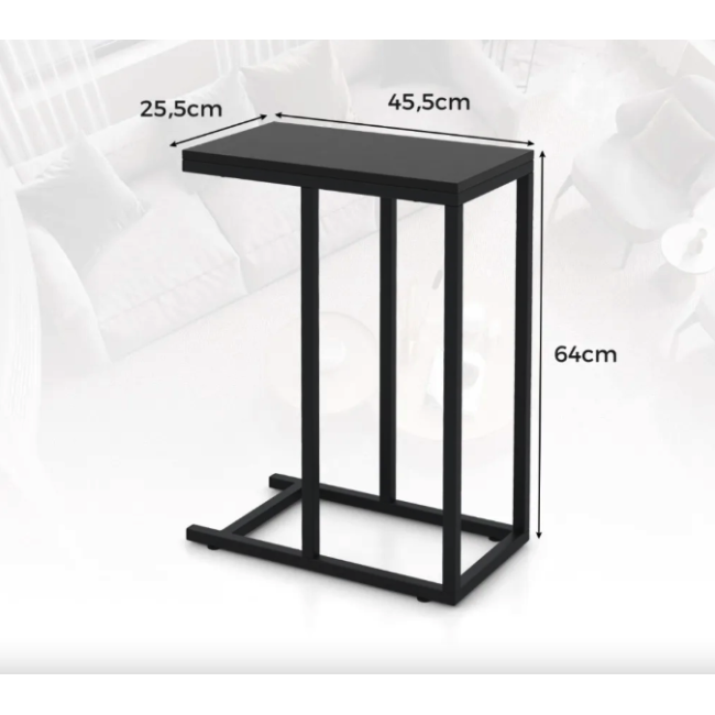 Журнальный столик Costway Vittsjo приставной в стиле Loft черный