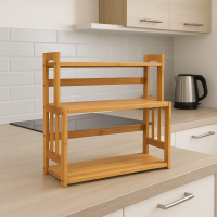 Полка-органайзер Costway Bamboo кухонная стойка бамбук 3 полки