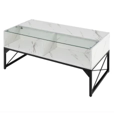 Журнальный стол Costway Moderne с мраморной подсветкой.