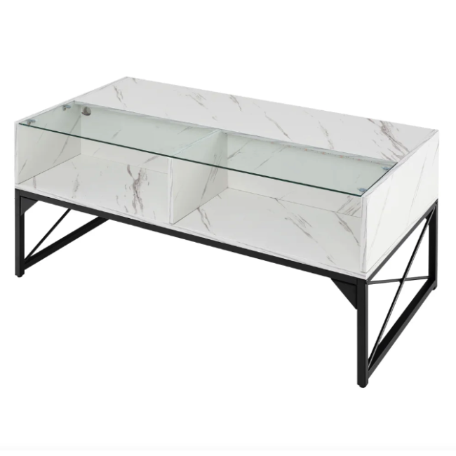 Журнальный стол Costway Moderne с мраморной подсветкой.