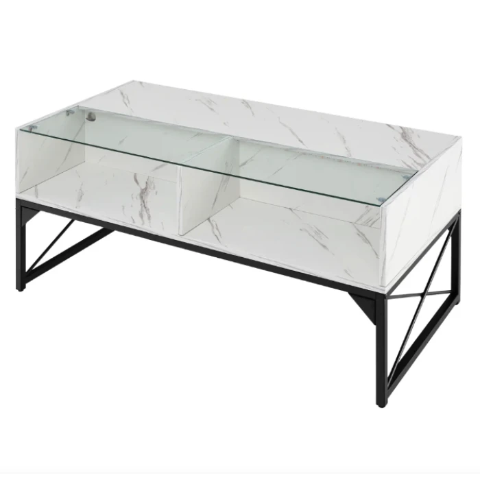 Журнальный стол Costway Moderne с мраморной подсветкой.