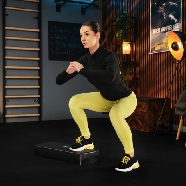 Степ платформа Trex Sport TX-030AS 3 уровня черно-голубая