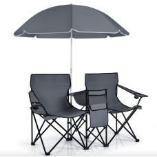 Комплект раскладных стульев Costway Parma с зонтиком серый