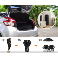 Комплект розкладних стільців Costway Parma з парасолькою чорний