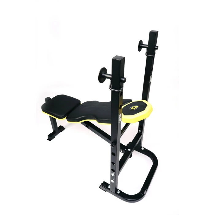 Тренировочная скамейка Besport WB-003 горизонтальная для жима со стойкой под штангу.