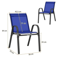 Комплект садовых стульев Costway Patio с подлокотниками синий