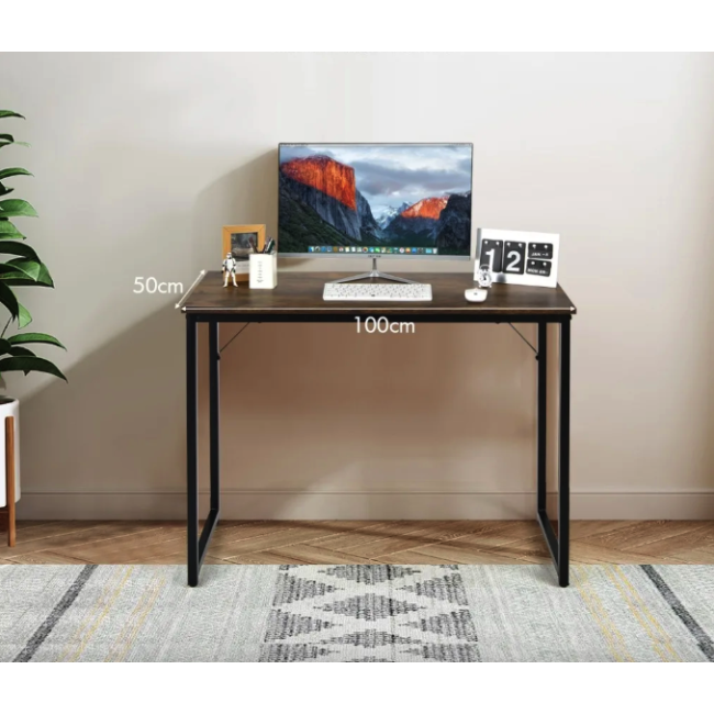 Письменный стол Costway Homart со стальным каркасом коричневый