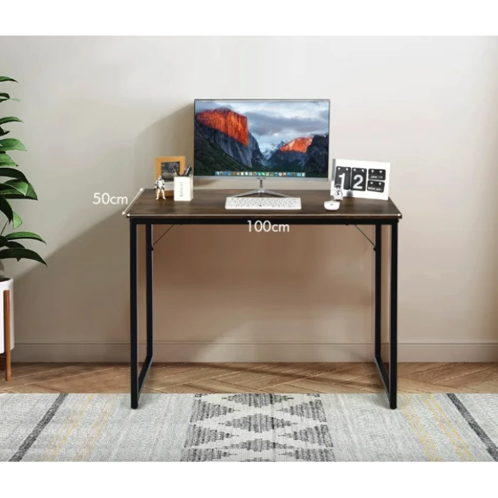 Письменный стол Costway Homart со стальным каркасом коричневый