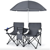 Комплект раскладных стульев Costway Parma с зонтиком серый