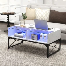 Журнальный стол Costway Moderne с мраморной подсветкой.