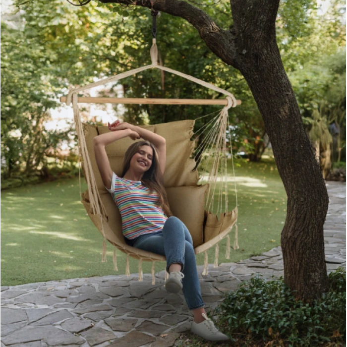 Бразильское кресло - гамак Outtec Boho Sois XXL бежевый