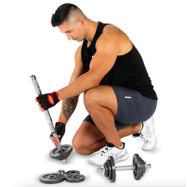 Гантели металлические Hop-Sport 2х10кг с удлиненным грифом