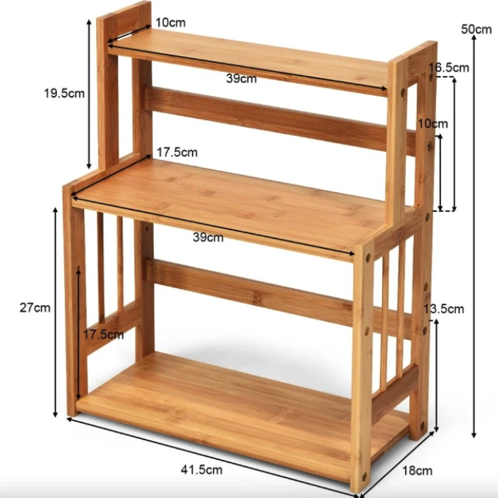 Полка-органайзер Costway Bamboo кухонная стойка бамбук 3 полки