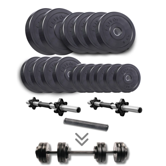 Набір гантелі-штанга Elitum Titan 59кг з перехідником