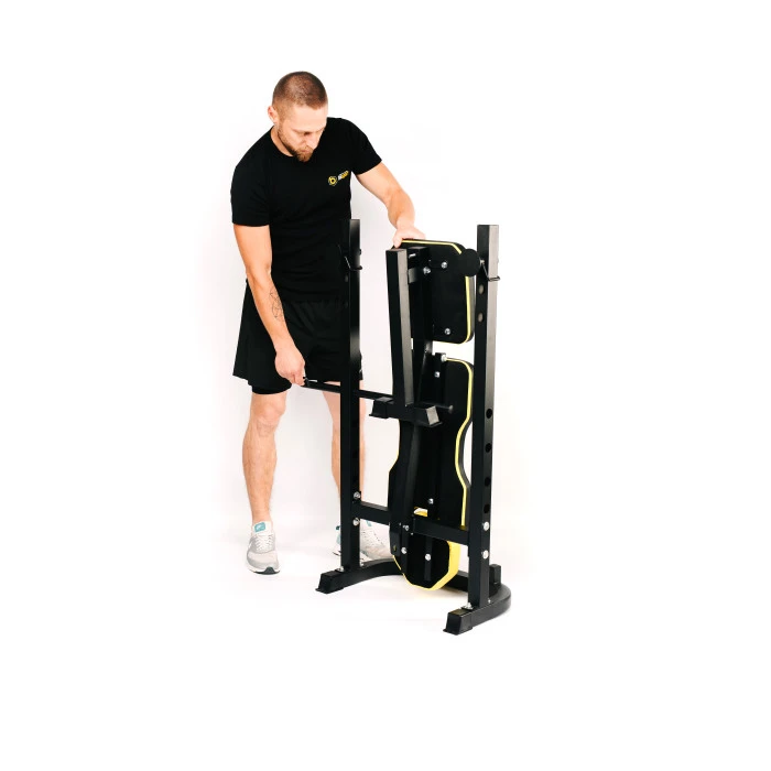 Тренировочная скамейка Besport WB-003 горизонтальная для жима со стойкой под штангу.