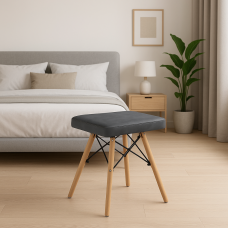 Табурет Leobert Werk квадратный с деревянными ножками серый темный