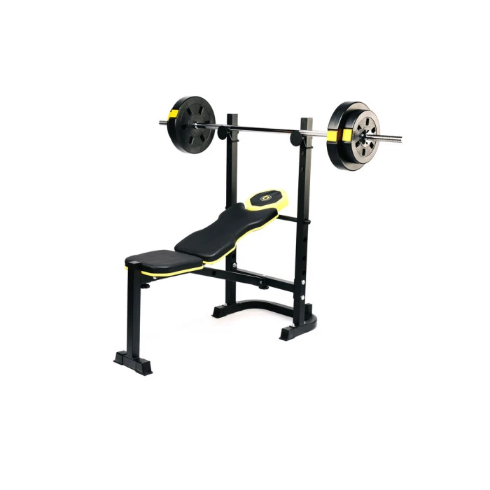 Тренировочная скамейка Besport WB-003 горизонтальная для жима со стойкой под штангу.