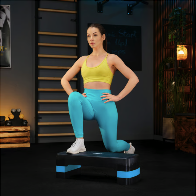 Степ платформа Trex Sport TX-030AS 3 уровня черно-голубая