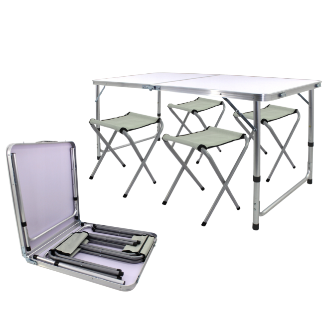 Стол туристический Chomik Garden Line RANGER раскладной с 4 стульями белый