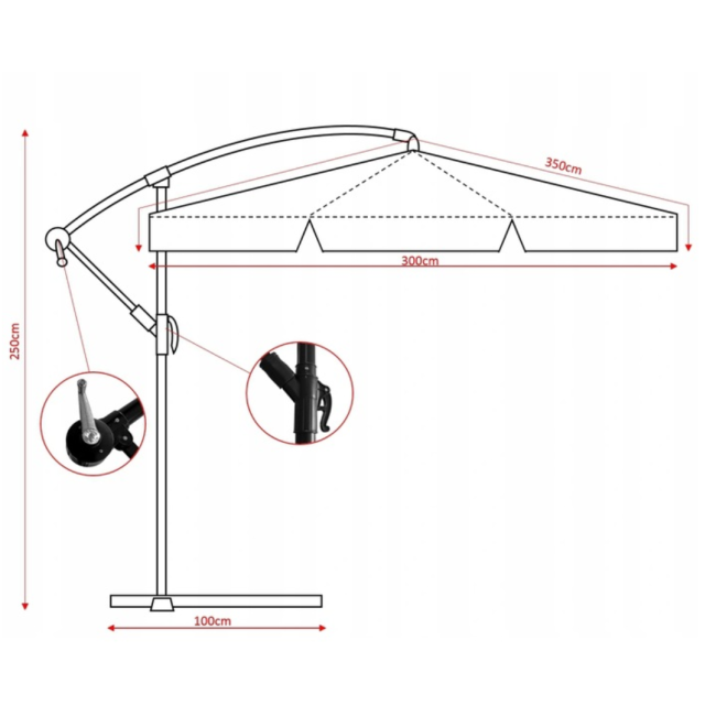 Парасолька садова Di Volio EMPOLI 300см сіра