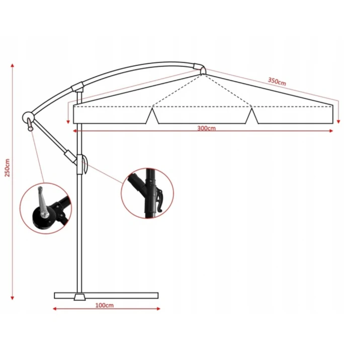 Зонтик садовый Di Volio EMPOLI 300см серый