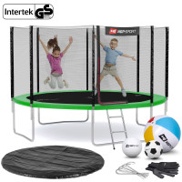 Батут Hop-Sport 12ft (366см) зеленый с наружной сеткой.