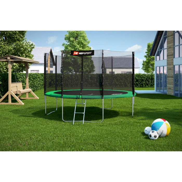 Батут Hop-Sport 12ft (366см) зелений із зовнішньою сіткою