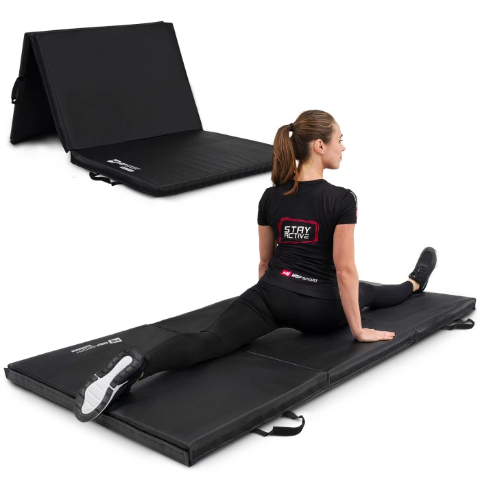 Мат гимнастический Hop-Sport HS-095FM жесткий с липучкой 5см черный