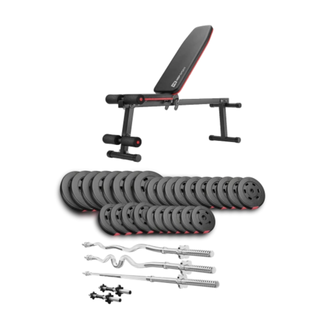 Набір Hop-Sport Premium 173кг з лавою HS-1010 Pro, штангами та гантелями