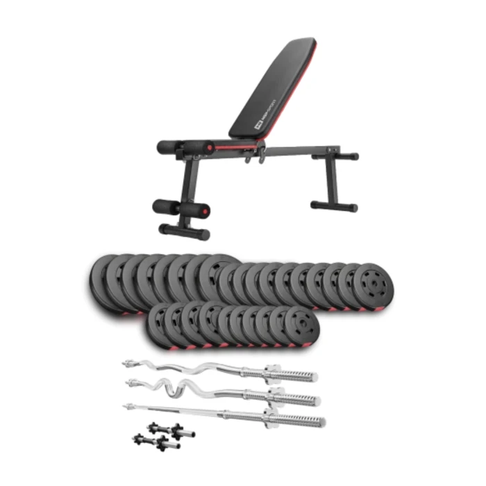 Набір Hop-Sport Premium 173кг з лавою HS-1010 Pro, штангами та гантелями