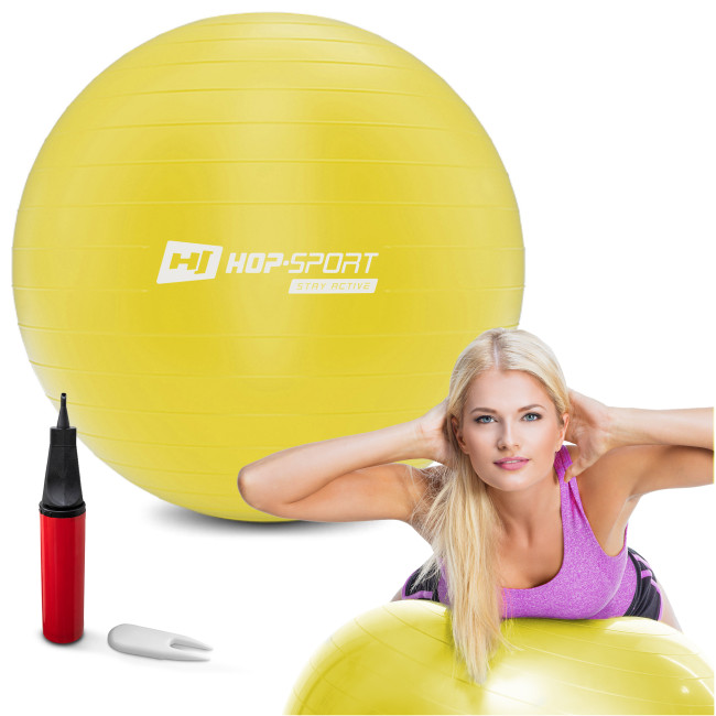 Фітбол Hop-Sport 55см жовтий + насос 2020