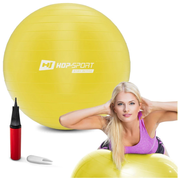 Фитбол Hop-Sport 55см желтый + насос 2020